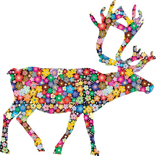 Akachafactory Aufkleber Sticker Motorrad Peace and Love Blume Hippie Flower Hirsch Rentier r2