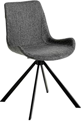 Angel Cerdá – Sedia da Pranzo Girevole Rivestita in Tessuto Grigio | Sedie Moderne, Design Minimalista ed Elegante | 58 x 54 x 82 cm, Gambe in Acciaio Nero | per Sala da Pranzo e Soggiorno