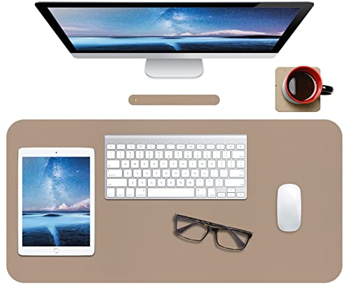Leder-Schreibtischunterlage,wasserdichte Schreibtischunterlage für Schreibtisch, Schreibtischunterlage für Tastatur und Maus, Leder-Mauspad-Schutz für Büro und Zuhause, 76 * 36.5cm(M Beige)