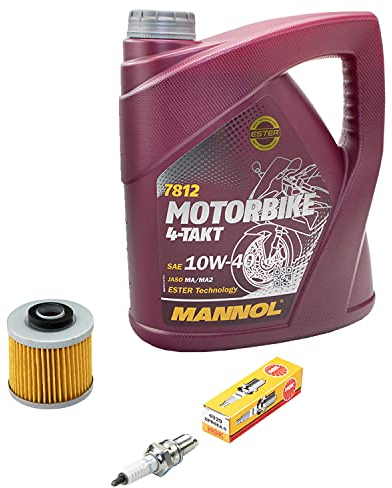 Wartungspaket Öl 4L + Ölfilter + Zündkerze für Yamaha XT 600 XTZ 660 XT600 XTZ660 Baujahr 1990-1995