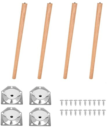Trintion 4PCS Wooden Table Legs 69cm Furniture Legs Replace Furniture Feet Table Legs with Mounting Plate and Screws for Table Chair Stool Sofa (Beech)
