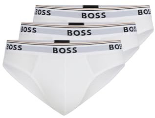 BOSS Herren Brief 3P Power Dreier-Pack Slips aus Stretch-Baumwolle mit Logos am Bund Weiß XS