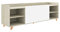 MOMMA HOME Mobile TV Soggiorno, tavolo televisivo Finitura in rovere cambriano e bianco opaco, ante centrale, gambe in legno (TV)
