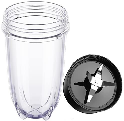 2-teilige 473 ml Tasse und Kreuzklinge, Mixer-Ersatzteile, kompatibel mit Magic Bullet 250 W Mixern (Modell MB1001 Serie)