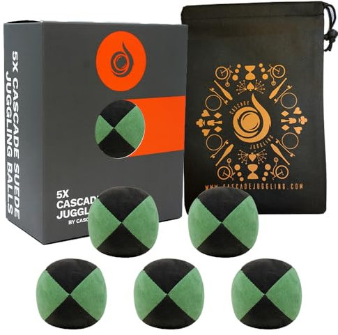 Cascade Pro 110g Suede Juggling Balls - Set of 5 (Green and Black)