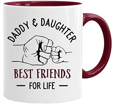 Fathers Day Mug| Daddy & Daughter Mug | Coffee Tea Mug for Breakfast/Birthday Presents for Dad/Uncle/Mam, 11oz Ceramic