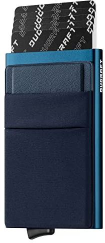 DUGRAFT Porta Carte di Credito Portafoglio Pop-Up Sottile con Tasca per Soldi Porta Carte di Credito in Metallo Minimalista con Blocco RFID per Uomo