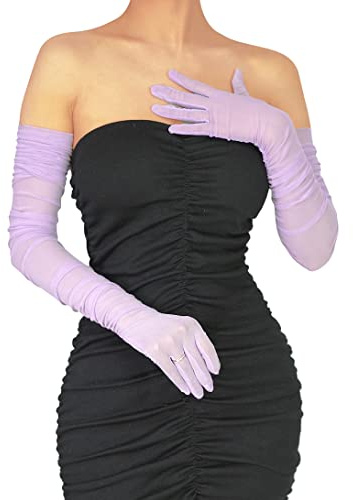 Women's Sexy Sheer Gloves Mesh Tulle Super Long Gloves Opera Christmas Costume Party Dance Gloves