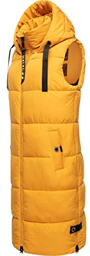 Navahoo Damen ärmellose lange Outdoorweste warme Winterjacke Schnuffelchen Amber Yellow Gr. M