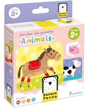Banana Panda On-The-Go Puzzles Animals für Kinder ab 2 Jahren - Kinderpuzzle mit Tieren - 20 Teile - für Jungen und Mädchen - Klassische Puzzles