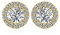 JewelryPalace 1ct Halo Boucles d'oreilles Taille Rond Solitaire Cubic Zirconia Argent 925 Femme, Plaqué Or Jaune Petite Clous d'oreilles Pierre Fille, Diamant Simulé Ensemble Bijoux Mariee Mariage