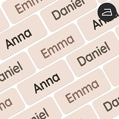 My Nametags® 56 Iron On Name Labels for Clothes | Waterproof & Washable Name Tags for Clothes & School Uniforms | Clothing Labels for Kids, School, Nursery, Kindergarten & Care Homes - Beige
