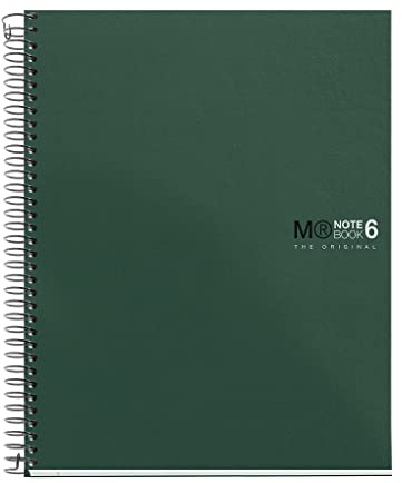 Miquelrius - A5 liniertes Notizbuch 7 mm, 150 Blatt mit 6 Farbbändern, extraopakes 70 g/m² Papier, robuste Polypropylenumschläge con 2 Lochungen, Notebook The Originals, Khaki