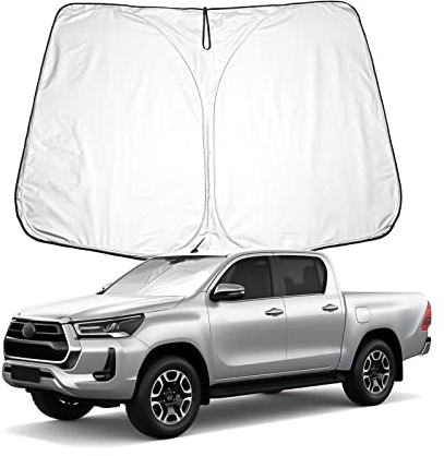 BIXUAN Hilux 2024 Sonnenschutz kompatibel mit Toyota Hilux AN120 AN130 2016-2023 2024 Windschutzscheibe für das Auto Frontscheibenabdeckung Windschutz für Frontscheibe Blockiert UV Abdeckung Faltbar