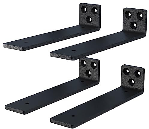 NEODROP 30,5 cm schwebende Regalhalterungen, robuste versteckte Halterung für Wand, Kaminsims, Bücherregale, schwarzer pulverbeschichteter Stahl, 4 Stück