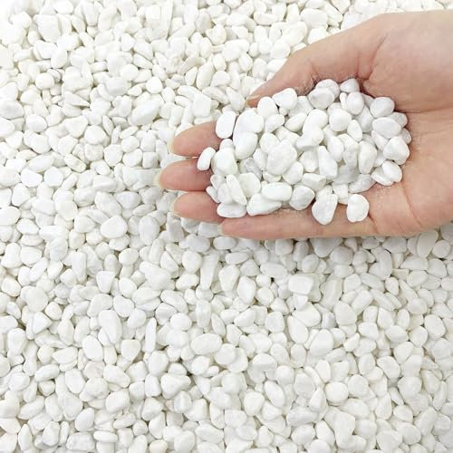 FANTIAN 2lbs Natural White Gravel Pebbles for Garden, 6-9 mm White Stones for Garden Fish Tank Gravel Aquarium Succulent Cactus Vase Landscaping and Outdoor Decorative Stones