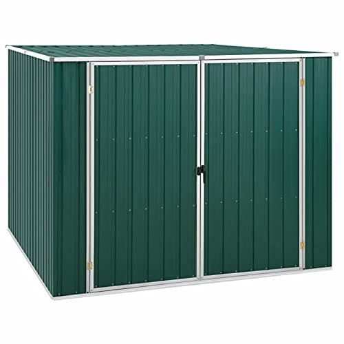BULANED Gerätehaus, Geräteschuppen, Gartenhütte, Fahrradgarage, Gartenschuppen, Gartenhã¤User & Aufbewahrung, Grün 195x198x159 cm Verzinkter Stahl