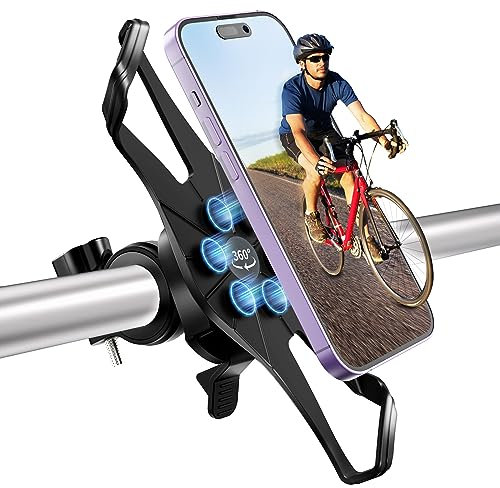 iFalarila Soporte de Teléfono para Bicicleta con 6 Súper Ventosas Soporte de Teléfono para Moto Universal Ajustable 360° de Rotación, Diseño Diagonal Accesorio de Bicicleta para Mountainbike/Scooter