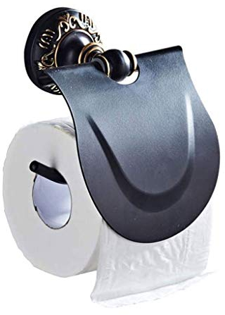 FFOCCO Schwarze Toilettenpapierhalter, Badezimmer-Taschentuchbox, Weltraum-Toilettenpapier-Serviettenhalter aus Aluminium zur Wandmontage Present