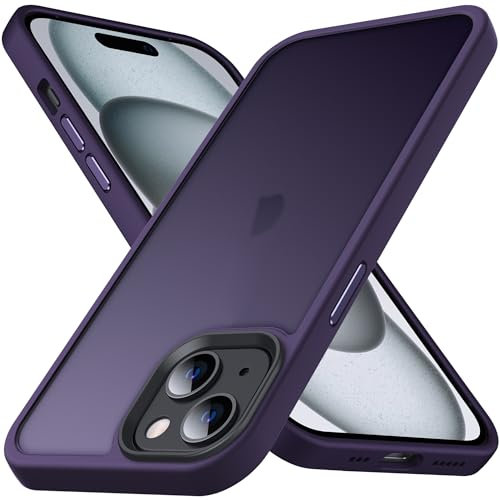 Anqrp Cover per iPhone 15 Plus, [Militare Antiurto] [Ricarica Wireless] Antigraffio Silicone Traslucido Case e Morbido Ultra Sottile TPU Bumper, Custodia per iPhone 15 Plus (6.7), Viola Scuro