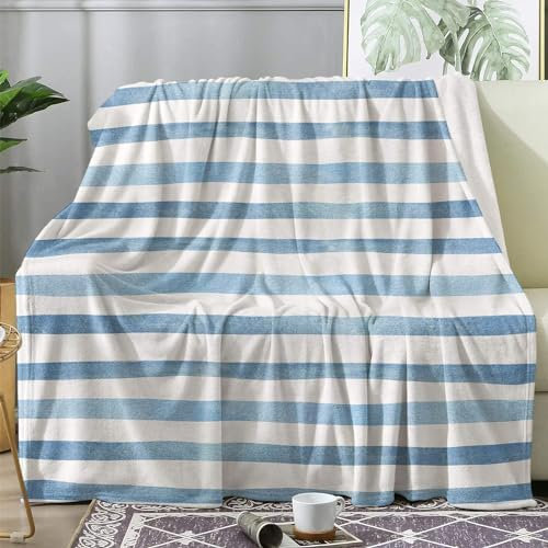 Kuscheldecke 100 x 130 cm 3D Blau Decke Flanell Fleecedecke Weich Warm Flauschig kuscheldecken Streifen Wohndecke Decken für Sofadecke Couchdecke, Kinder Erwachsene D874