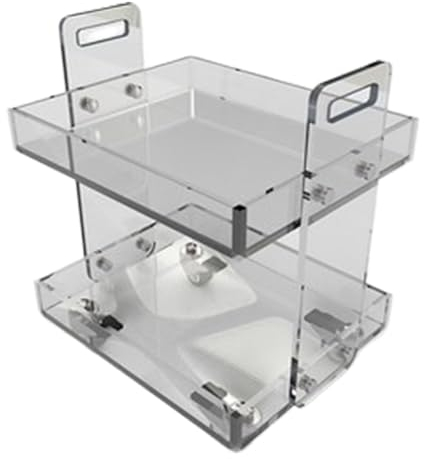 UZSPAC Mesa De Centro Cristal, con Ruedas, con Almacenamiento, Diseño Simple, Fácil De Montar, Transparente, Acrílico, para SalóN, Dormitorio, BalcóN, Terraza (Size : S)