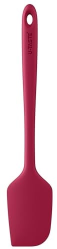 U-Taste 35.6cm Extra Large Silicone Spatula: 250℃ Heat Resistant Long Flexible Rubber Bowl Scraper, Seamless Mixing Stirring Cooking Scraping Baking for Kitchen Nonstick Cookware (Red)