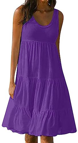 Lightning Deals Today Vestito Estivo Donna Trapezio Abito Spiaggia Lungo Vestito Invitata 18Esimo Vestito da Mare Bianco Costume Fascia Donna T Shirt Donna Cotone Offerta