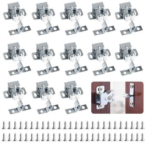 13 Pcs Double Roller Catches, Door Catches Latches, Cupboard Latch, Strong Hold Cabinet Catches Cupboard Door Catches for Cupboards Cabinet Furniture Closet Wardrobe Caravan Door Latches Hardware