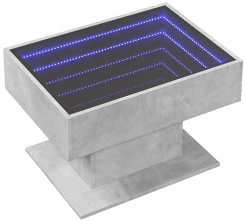vidaXL Table Basse avec LED Gris béton 70x50x45 cm Bois d'ingénierie