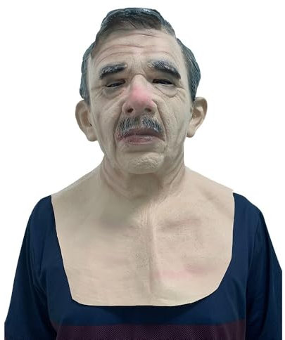 Maschera da uomo anziano realistica per adulti Volto umano Cosplay Maschera in silicone di Halloween Maschera umana(C)