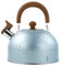 Stainless Steel Tea Kettle, Vintage Whistling Tea Kettle Water Teapot Boilers Stainless Steel Art Line Black Kettle (Blue)