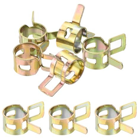 Sourcing Map Spring Hose Clamp, 10mm ID, Pack of 5, Gold