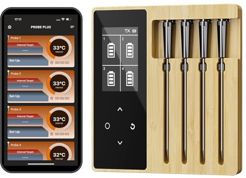 Fyenkfar fleischthermometer kabellos | 190 Stunden Akkulaufzeit mit einer einzigen Ladung | Bluetooth 5.2 | Geeignet für Öfen, Grillgeräte und Slow Cooking (4)