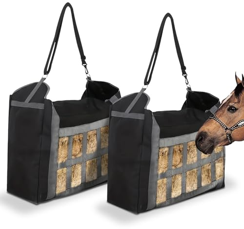 LEKEFETO Premium Heusack für Pferde: Heunetz Engmaschig Groß, Heutasche Pferd, Einzelnes Netz 4 x 2.7 Inch, Robustes Futternetz, Heuraufe Pferd, Spielzeug für Pferde, für Pferde Artgerechte Fütterung