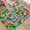 Outdoor Teppich Vintage Kinderteppich, Spielmatte, Autoteppich, Spielmatte für Schlafzimmer, Stadtleben-Teppich, Flächenteppich, Matte mit Rückseite, Lernmatte, Geschenk für (Green, One Size)