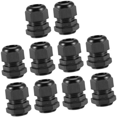 Unifizz 10Pcs M24 Cable Gland – Durable Threaded Wire Connector with Locknut for 12-15mm Dia Cable Wire, Black