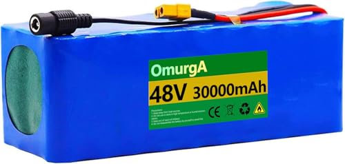 E-Bike Battery 48V 8Ah 10Ah 15Ah 20Ah 25Ah 30Ah, Folding Built-in Electric Bicycle Lithium Battery 48V 25Ah 30Ah for 1000W 750W 500W 200W Bike Motor with Charger 48V 10AH,XT60