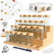 SAEIV Barattoli Per Spezie Quadrati Con Vassoi Di Bambù 2-In-1 (FCM®) - Set Di 24X120Ml Shaker, Barattoli Con Scaffale & Set, Risparmio Spazio Per Organizzazione Cucina