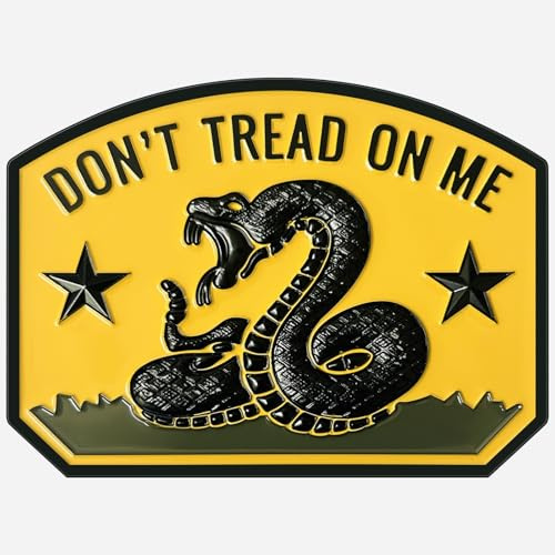 Gadsden Flagge Klapperschlange Auto Emblem 3D Metall Aufkleber mit Don'T Tread ON ME Slogan, 3M Kleber, perfekt für Autos, Motorräder, Fenster, Türen und flache Oberflächen (Matt Schwarz Gelb)