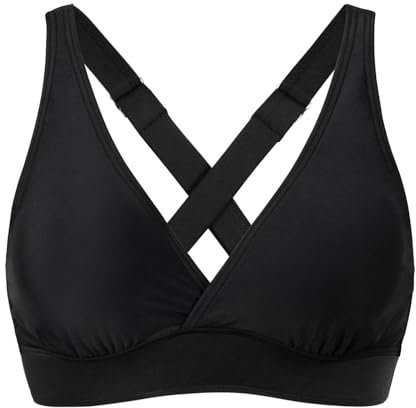 Bikini Damen Oberteil Schwarz-Sexy Bikinioberteil for Damen Große Brüste Push Up-Crossover Bikini Crop Top Triangel Bikini Oberteil Einfarbig Badetop Oberteil Schwimm Top Verstellbar Sommer