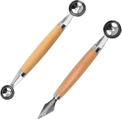 Veemoon Edelstahl Melonenballer Set - 2 Stück - Vielseitige Melonenausstecher Und Eislöffel Perfekt Zum Kugelausstechen Von Melonen Obst Und Eiscreme Ideal Für Kreative Fruchtsalate Und