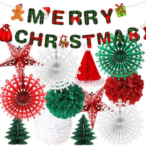 ZXTGBQ Weihnachtsdeko Set, Premium Wiederverwendbare Weihnachtsdeko, Deko Weihnachten, Hängende Papierornamente, Papier Weihnachtsbaum, für Weihnachtsfeier, Zimmer, Büros und Weihnachtsbäume