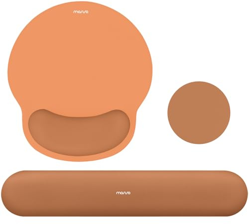 MOSISO Handballenauflage für Mauspad & Handauflage Tastatur Memory Foam Set | 3-in-1 Ergonomisch Mousepad Handgelenkstütze Rutschfest Unterseite Hause Büro Computer Entlastet Handgelenke, Kosmisch Orange