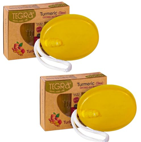 Natural Turmeric Ubton Soap on a Rope Bar for Face and Body, Oriental Aroma, 90g, Pack of 2