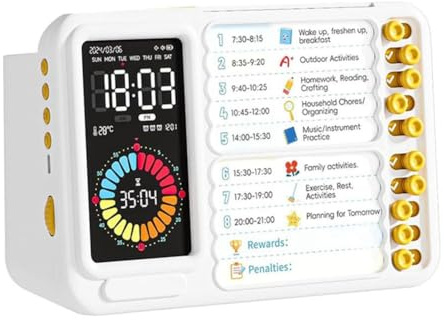 tiyao Minuteur Visuel pour Enfants et Adultes, Minuterie TDAH avec Tableau Planification pour Horaires, Minuterie de Tâches, Minuterie Visuelle pour Tout-Petits, Minuterie Silencieuse
