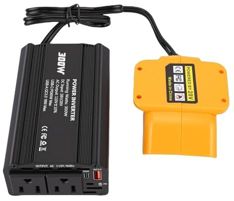 ZASCHMOY 300-W-Wechselrichter, 18-V-DC-zu-110-V-AC-Konverter mit 2 AC-Ausgängen, 65-W-PD-Anschluss, 18-USB-A-Anschluss, für Telefone, Laptops, Tablets, Radios, Lüfter,