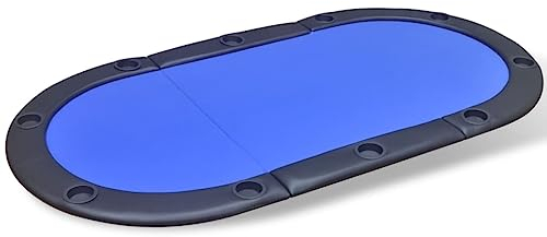 vidaXL Faltbare Poker-Tischauflage für 10 Spieler Pokertischauflage Poker Blau