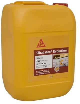 SIKA - Résine d'adhérence - SikaLatex Evolution - Résine d'accrochage pour l'adhérence et l'étanchéité des mortiers et enduits - Prêt à l'emploi - Limite le risque de fissuration - 20L - Blanc