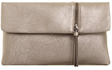 Girly Handbags Reißverschluss Flap Clutch-Bag (Zinn)
